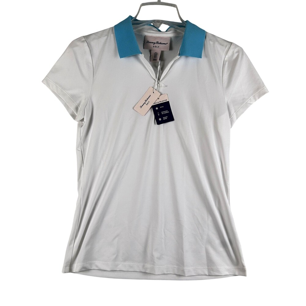 Tommy Bahama Golf Polo Shirt Womens Small White UPF 50 Moisture Wicking